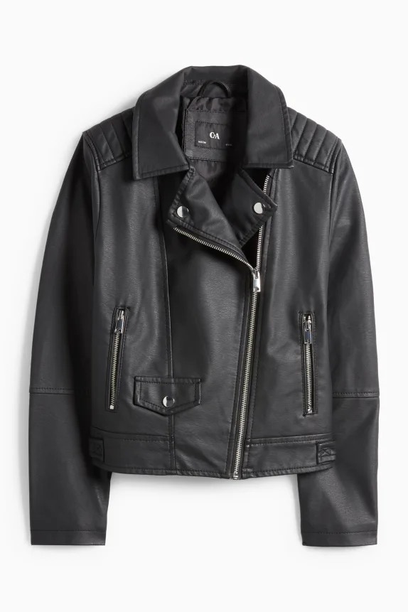 Biker jacket - faux leather black