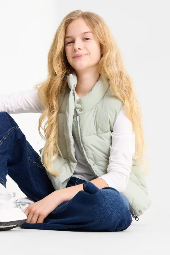 Quilted gilet - water-repellent mint green