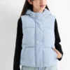 Quilted gilet with hood - water-repellent light blue