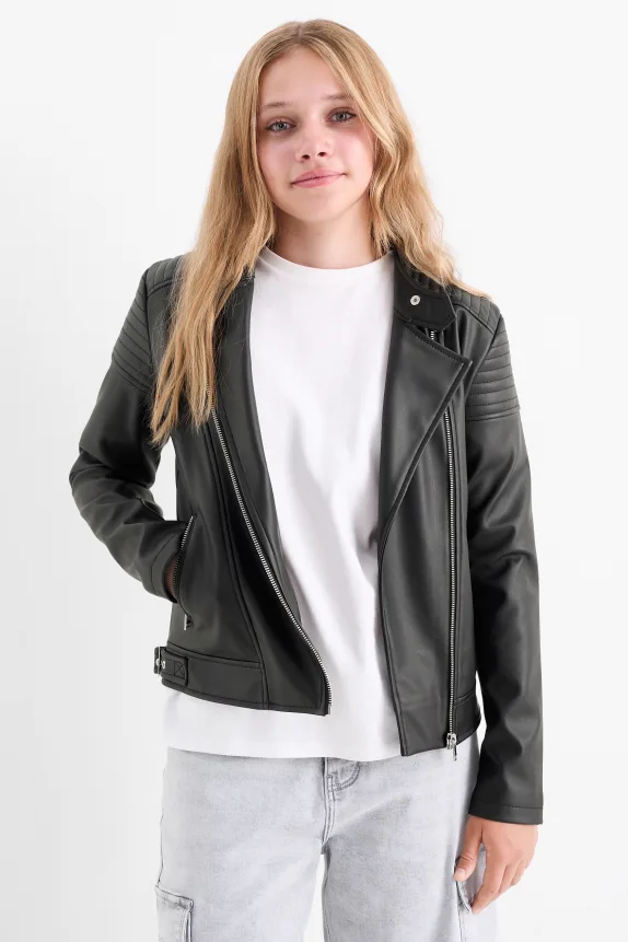 Biker jacket - faux leather black