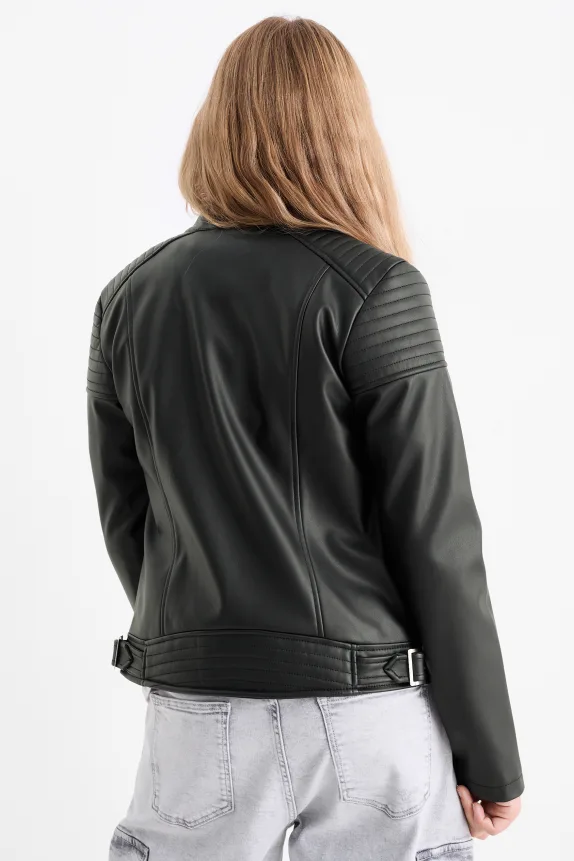 Biker jacket - faux leather black