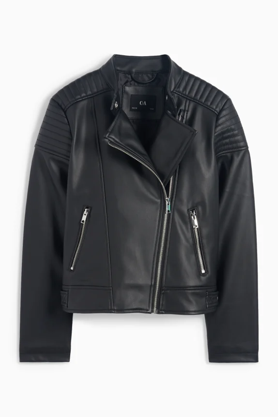 Biker jacket - faux leather black