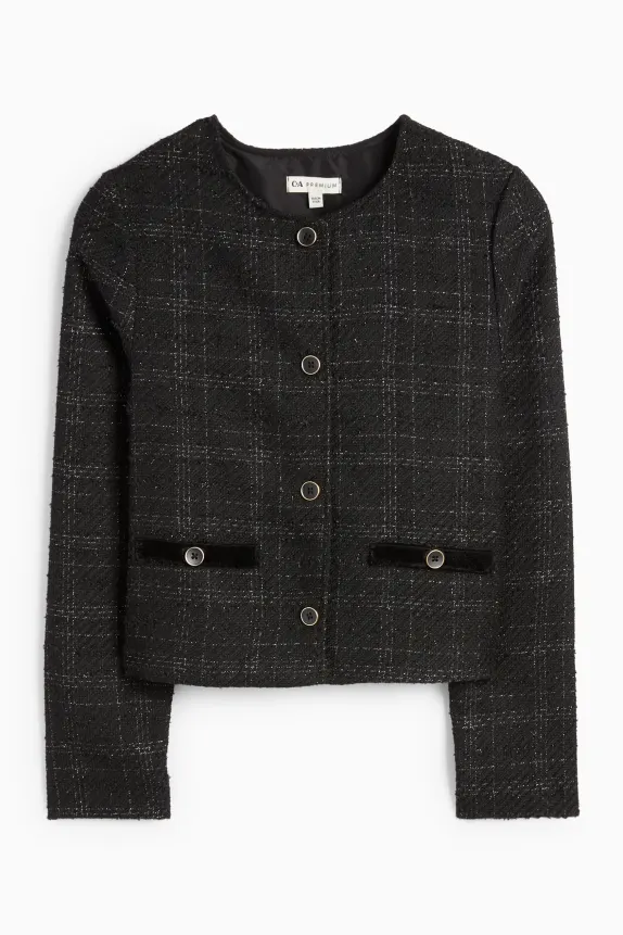 BouclÃ© blazer - check black