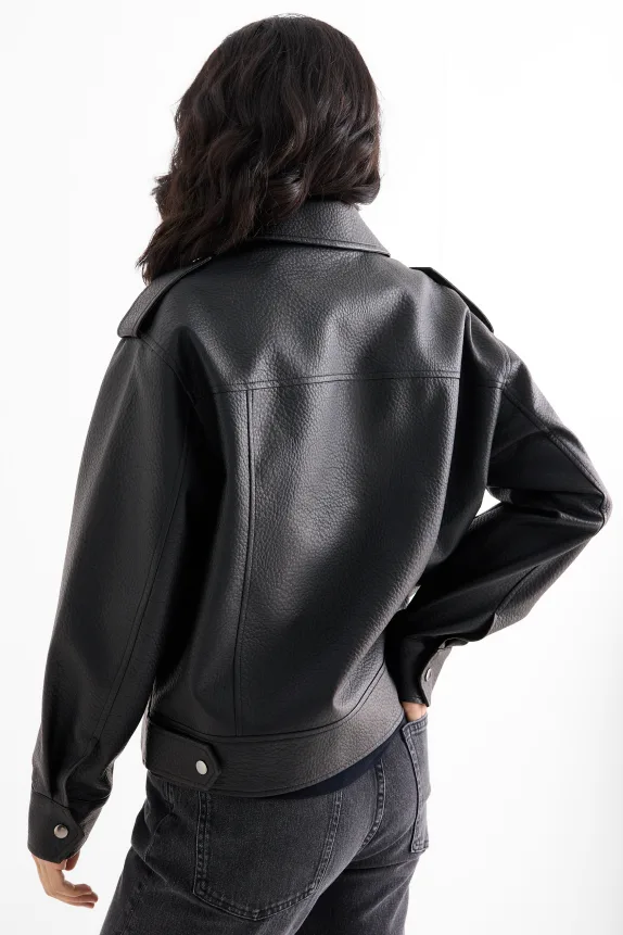 Biker jacket - faux leather black
