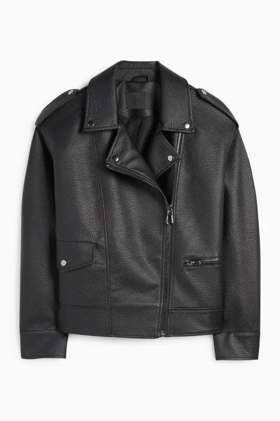 Biker jacket - faux leather black