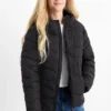 Quilted jacket with hood - water-repellent black