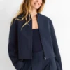 Oversized cropped blazer dark blue