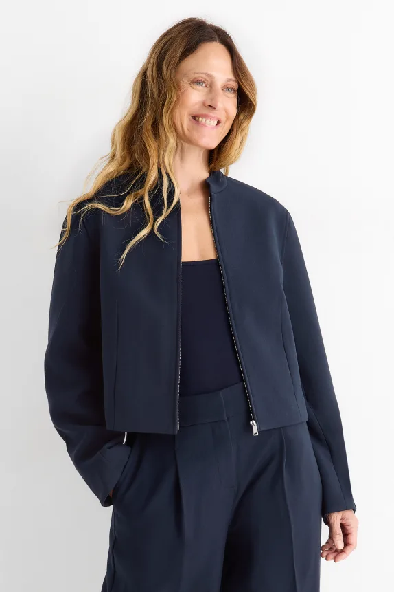 Oversized cropped blazer dark blue