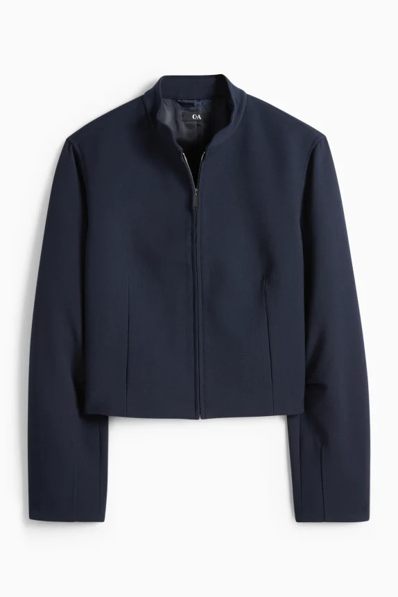 Oversized cropped blazer dark blue
