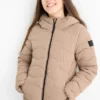Quilted jacket with hood - water-repellent beige