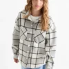 Flannel shirt jacket - check light gray