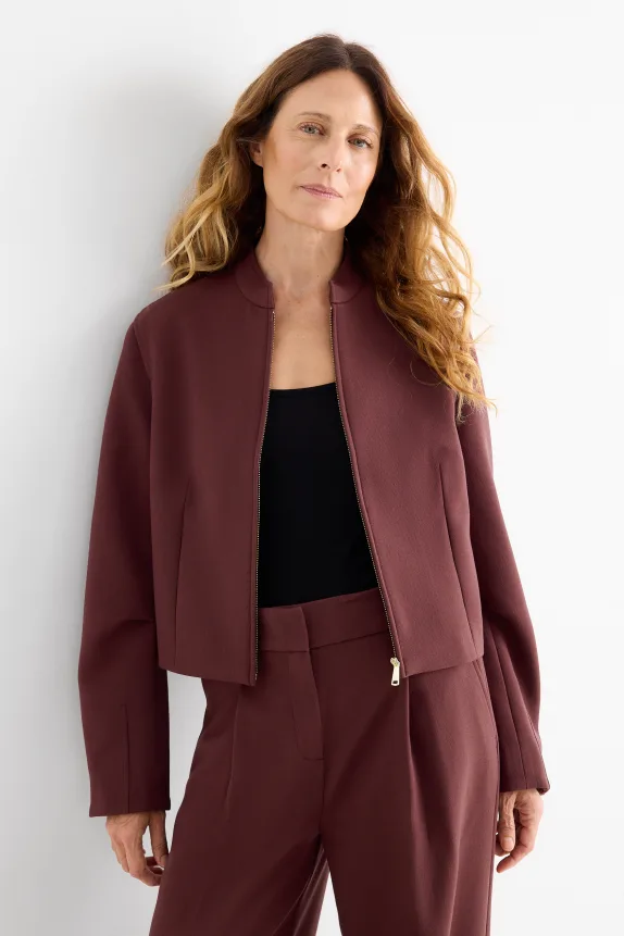 Oversized cropped blazer bordeaux