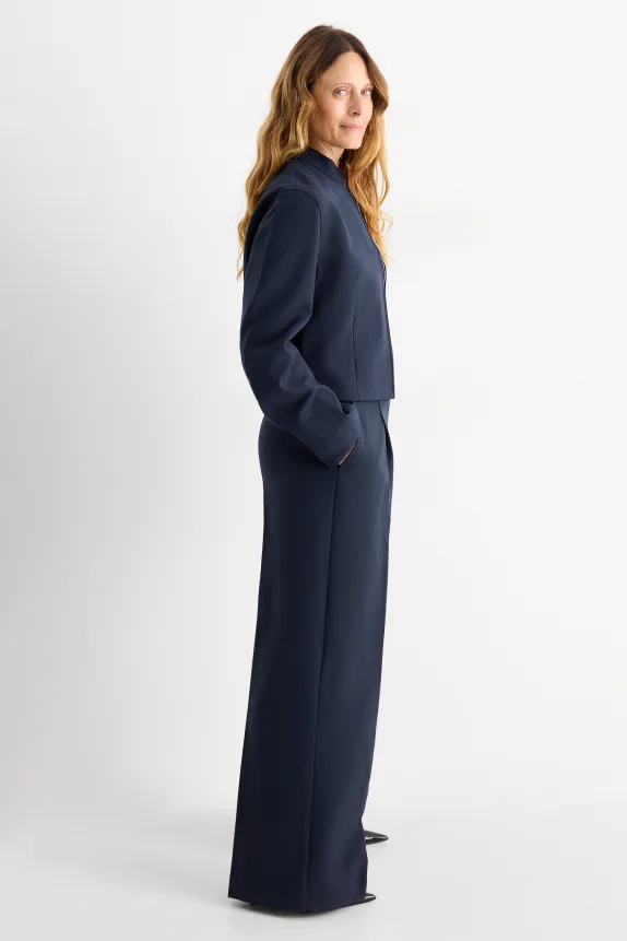 Business trousers - high waist - wide leg dark blue