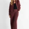 Business trousers - high waist - wide leg bordeaux