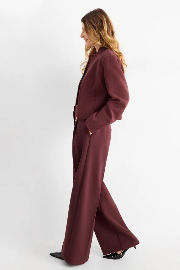 Business trousers - high waist - wide leg bordeaux