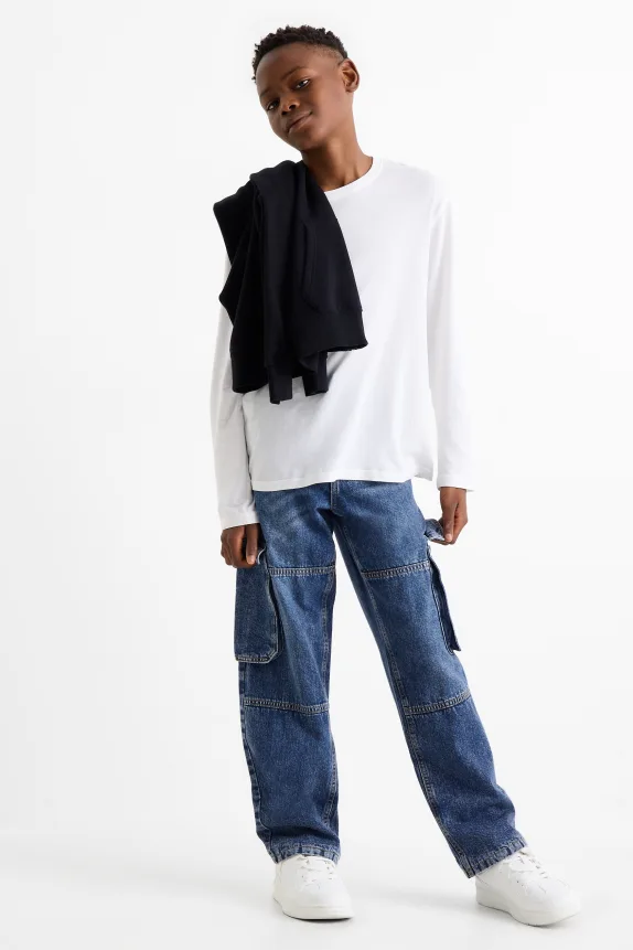 Cargo jeans - thermal jeans blue denim