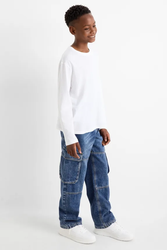 Cargo jeans - thermal jeans blue denim