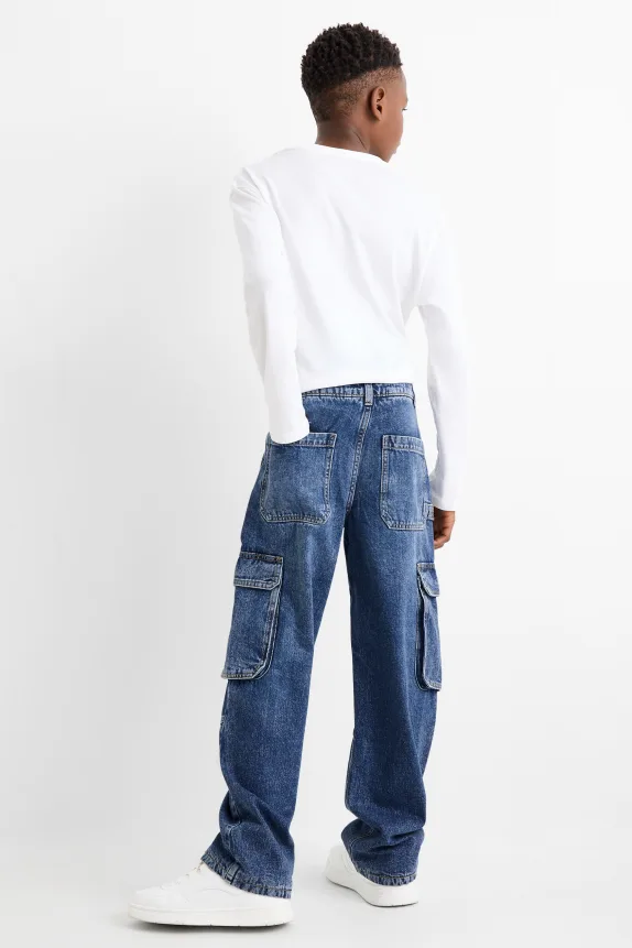 Cargo jeans - thermal jeans blue denim