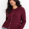 Cardigan - textured bordeaux