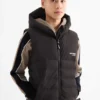 Quilted gilet with hood - water-repellent black