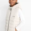 Quilted gilet with hood - water-repellent light beige