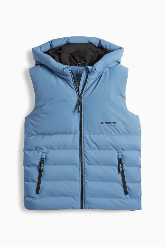 Quilted gilet with hood - water-repellent blue