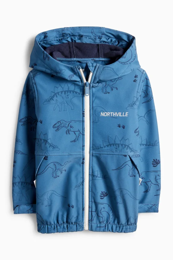 Dino - softshell jacket with hood - waterproof blue
