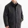 Coat with faux fur trim dark gray