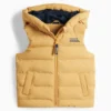 Quilted gilet with hood - water-repellent light orange