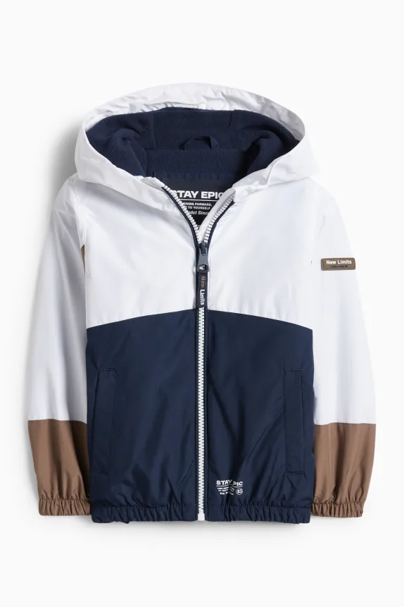 Jacket with hood - water-repellent dark blue