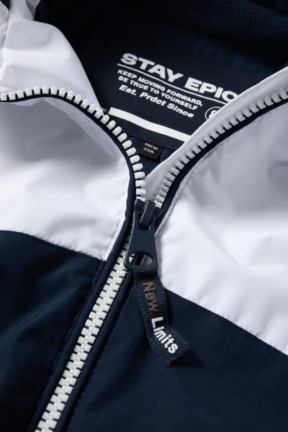 Jacket with hood - water-repellent dark blue