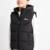 Quilted gilet with hood - water-repellent black