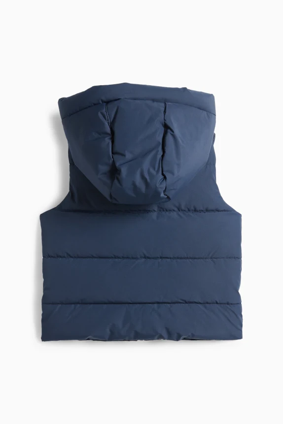 Quilted gilet with hood - water-repellent dark blue