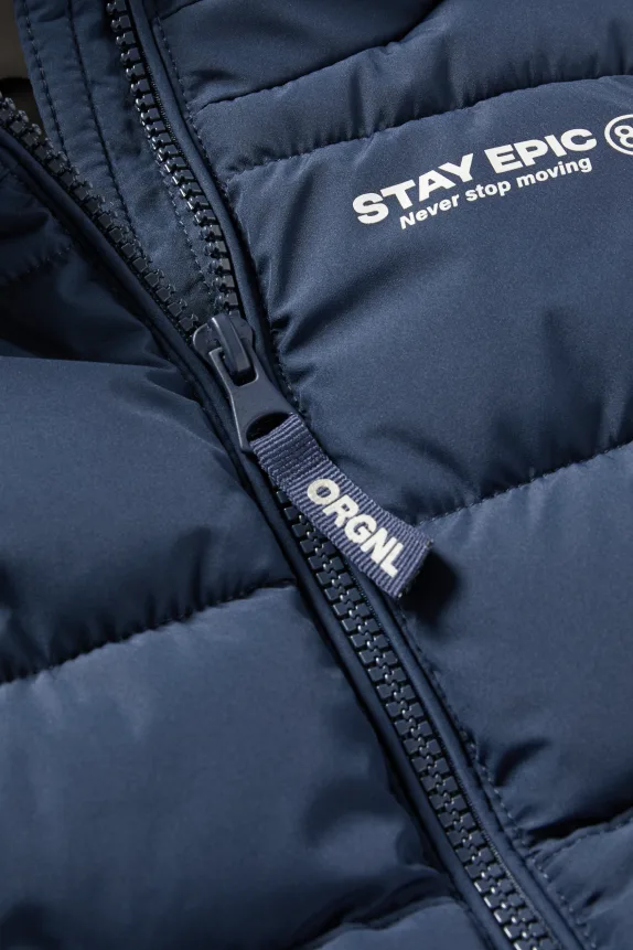 Quilted gilet with hood - water-repellent dark blue