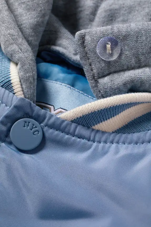Football - varsity jacket with hood - lined light blue