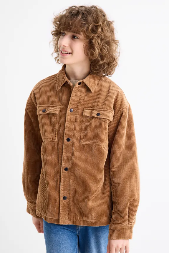 Corduroy shirt jacket light brown