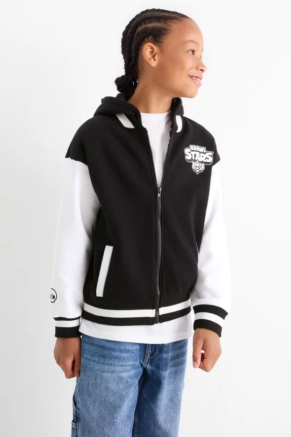 Brawl Stars - varsity jacket with hood black