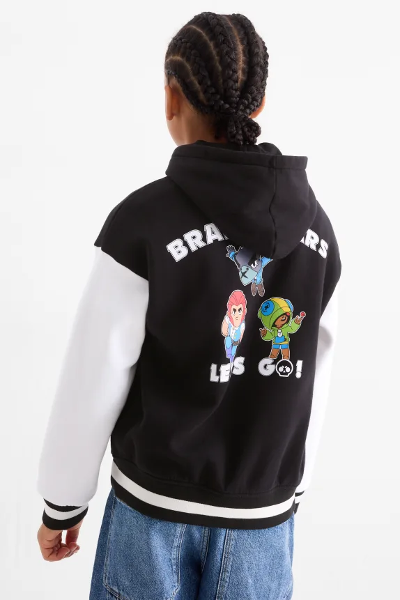 Brawl Stars - varsity jacket with hood black