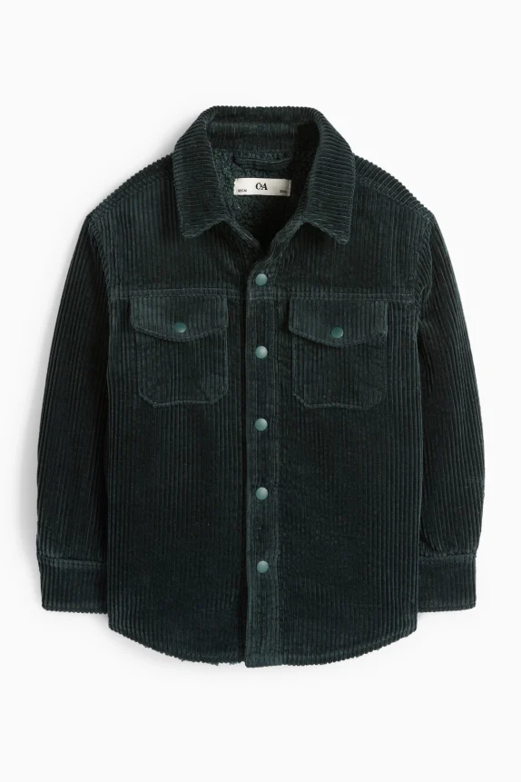 Corduroy shirt jacket dark green