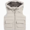 Quilted gilet with hood - water-repellent light gray