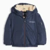Jacket with hood dark blue