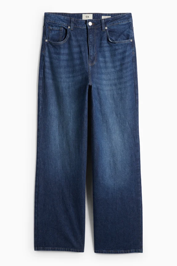 Wide leg jeans - high waist blue denim
