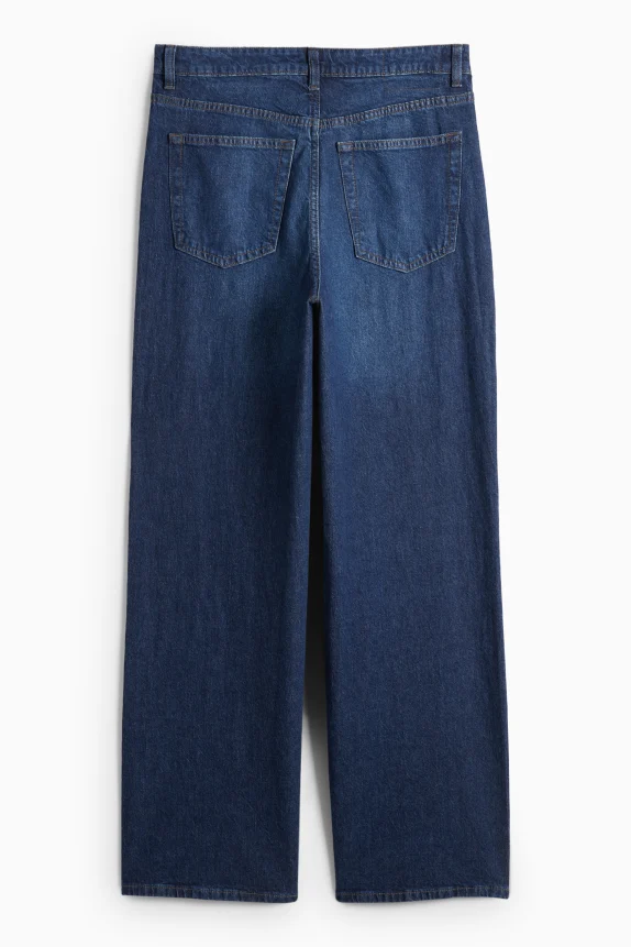Wide leg jeans - high waist blue denim
