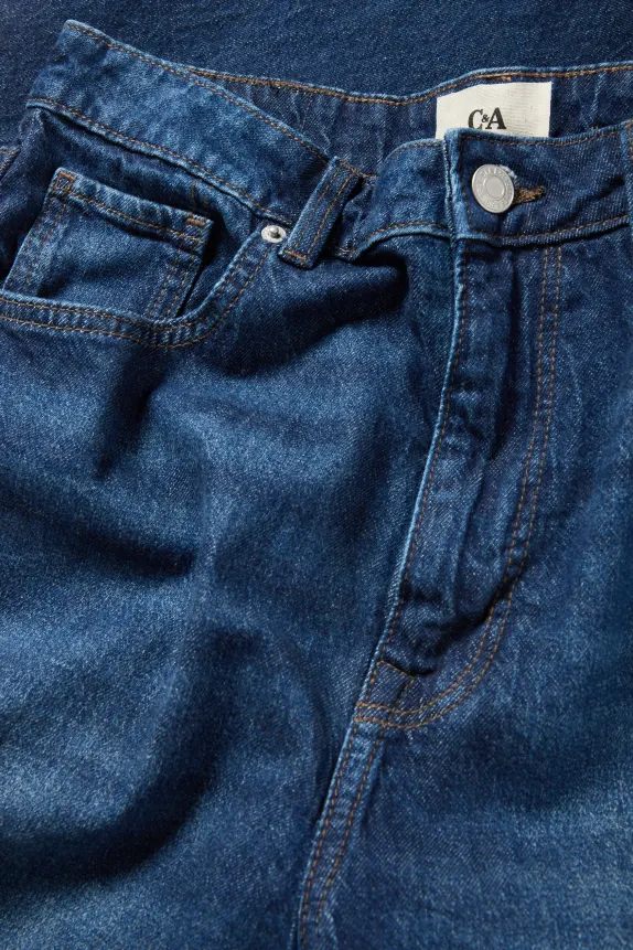 Wide leg jeans - high waist blue denim