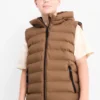 Quilted gilet with hood - water-repellent brown
