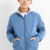 Bomber jacket with hood - lined blue