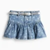 Heart - denim skirt with belt denim-light blue