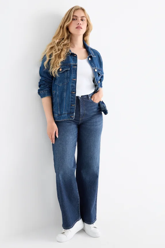 Wide leg jeans - high waist blue denim
