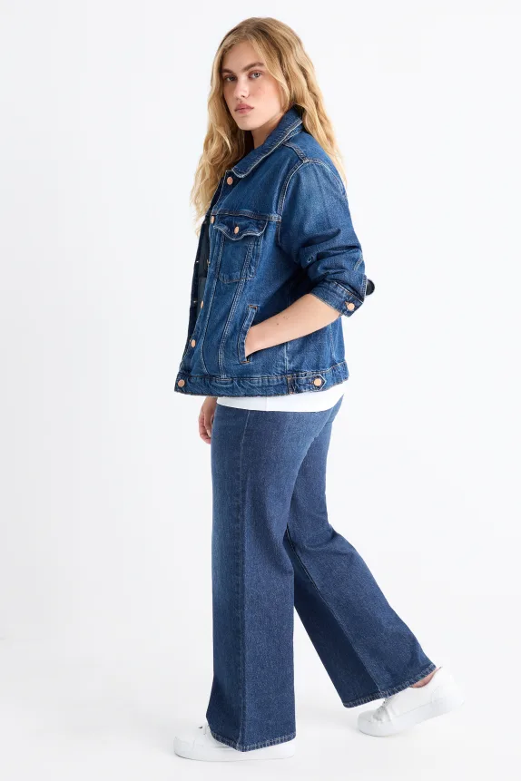 Wide leg jeans - high waist blue denim
