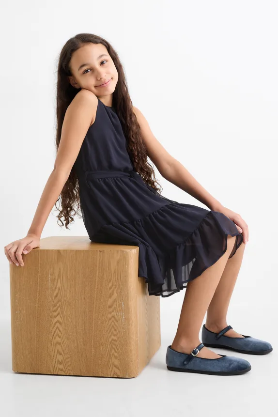 Chiffon dress dark blue
